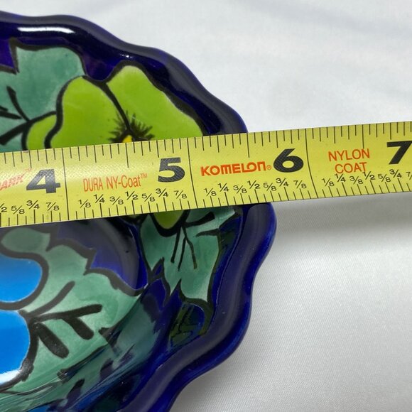 2 Handcrafted Mexican Talavera Ceramic Oval Bowls Floral Design Lead Free - Picture 6 of 10